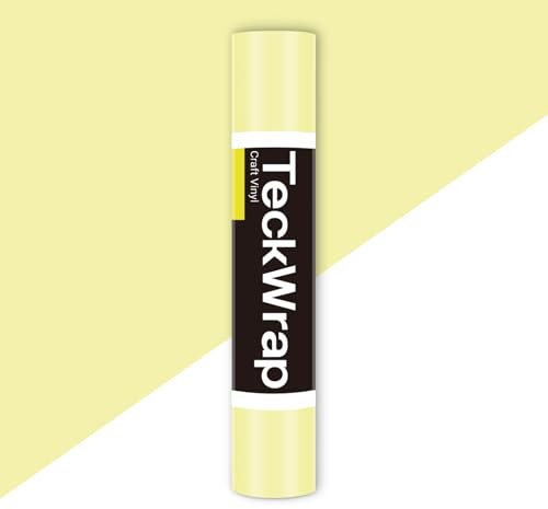 TECKWRAP Permanent Adhesive Vinyl 12 x 5ft, Matte Craft Vinyl Decal Roll for DIY Crafting,Home Decoration, Matte Pastel Yellow