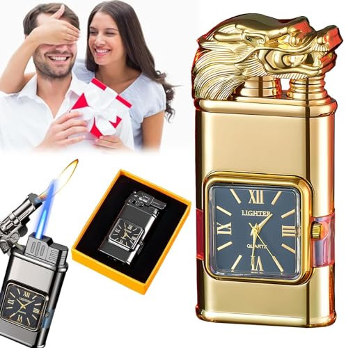 Windfestes Feuerzeug, Vintage-Uhrenlünette, Jet-Flame-Fackel, elektrisches Feuerzeug, winddichte Feuerzeuge, Vintage-Uhr, winddichtes Vintage-Uhren-Lünette, Jet-Flame-Fackelfeuerzeug ( Color : E )