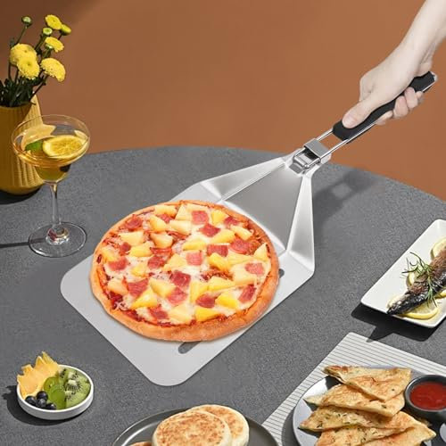Spatule à pizza avec trous - Pelle à pizza avec poignée pliable - Pelle à pizza pliable - Pour les fours commerciaux et privés - Pour l'insertion, le retournement et le retrait des pizzas