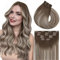 Vivien Echthaar Clip in Extensions Ombre 35cm Echthaar Extensions Clip Balayage Braun bis Blond Remy Haarverlängerungen 120g 7 Stücke