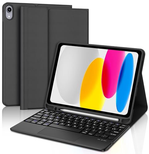 IVEOPPE Clavier iPad 10ème Génération 2022 10.9 Pouces avec Trackpad, Rétroéclairage 7 Couleurs, Clavier Touchpad AZERTY sans Fil Bluetooth pour iPad 10eme Génération 2022, Noir