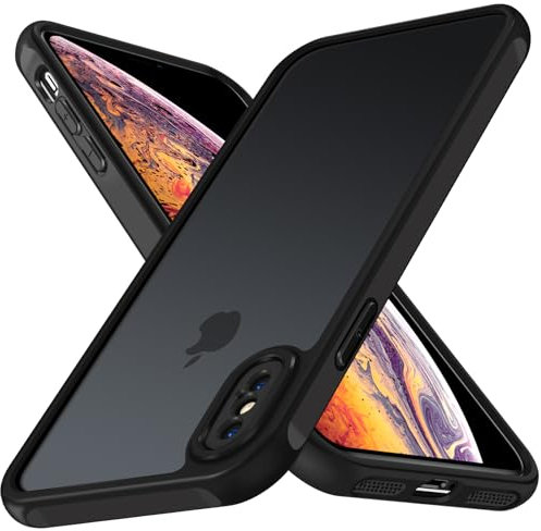 ivoler Hülle für iPhone XS Max 6.5 Zoll, [Vollständiger Kameraschutz] [Militärstandard] Stoßfest Handyhülle, Matt Durchscheinende Rückseite Anti-Fingerabdruck Schutzhülle Case (Schwarz)