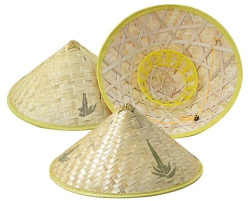 NASSMOSSE 3pcs Riz Fermier Chapeau Oriental Chinois Bambou de Soleil Cool pour Cosplay et Protection Solaire (Style aléatoire) Accessoire