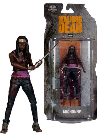 Bizak McFarlane The Walking Dead Figura snodata Michonne, 12 cm, 20 punti di articolazione per fare pose, con accessori e segnalibri, per collezionisti e fan (64384344)