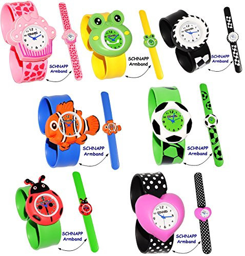 alles-meine.de GmbH Armbanduhr/Kinderuhr - lustiger Frosch - mit Silikon Schnapp Armband - Uhr für Kinder & Erwachsene/für Jungen & Mädchen - Tiere - Frösche grün - bunt ..