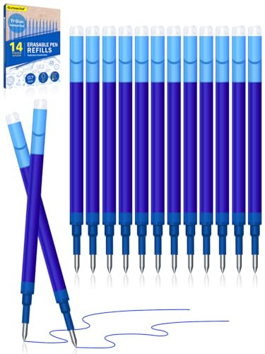 14x Radierbare Gelschreibermine, GutSache 0.7mm Blau Ersatzminen, Kompatibel mit Pilot FriXion Ball & Clicker & Eberhard Faber, Thermosensitiver Tinte Gelstift-Ersatzmine für Gelschreiber