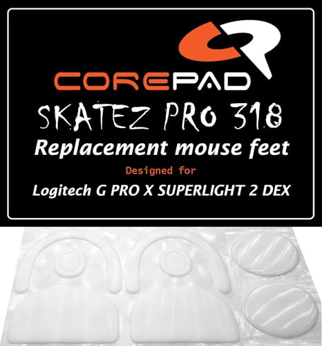 Corepad Skatez PRO 318 Ersatz Mausfüße kompatibel mit Logitech G PRO X Superlight 2 DEX (GPX2 DEX = ergonomische asymmetrische Mausform)