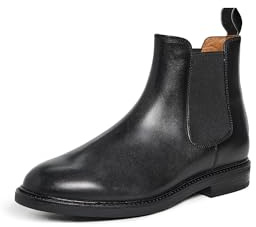 POLO RALPH LAUREN Men's Asher Leather Chelsea Boots, Black, 10 Medium US