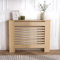 OHS Small Radiator Heater Cover with Oak Look Top, Stylish Slatted Design Wooden Frame Top Shelf Radiator Cover for Hallway Living Room Bedroom, Natural