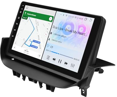 Ossuret Android 14 Radio de Coche para Renault Laguna 2 (2001-2007), 8 núcleos 6G+64G GPS Navi Pantalla táctil QLED de 9 Pulgadas con CarPlay Android Auto Bluetooth WiFi 4G LTE DSP RDS (Modelo A)
