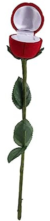Healeved 2 Ringschachtel Hochzeit rotes Rosenringetui blumendeko künstlich artificial flowers decoration schmuck box Rose Fall simuliertes Rosenringgehäuse kreatives Ringetui Plastik