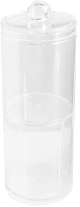 Bojueshaw 2 Layers Stackable Acrylic Cotton Pads Organiser,Round Swabs Jar,Clear Makeup Storage Box with Lid for Bathroom & Dressing Table