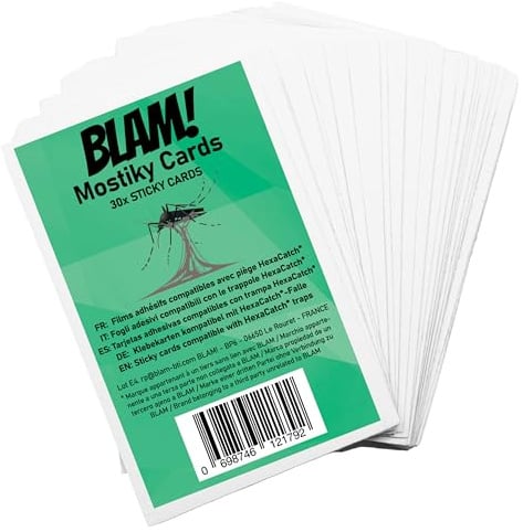 Mostiky – 30 x HexaCatch(*) Double-Sided Adhesive Films – Tiger Mosquito Repellent Cards – 76 x 115 mm – Insecticide Free
