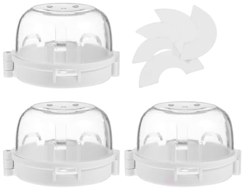 Kindersicherung Herd Weiß für Gasherd, Schalterabdeckung 3 Stück | PP Ausführung, Transparente Klappe mit Offener Basis, Klebefreie Montage, für Küche und Zuhause