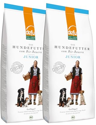 defu Hundefutter | 2 x 12,5 kg | Multipack Junior Bio Geflügel | Premium Bio Trockenfutter für Junge Hunde