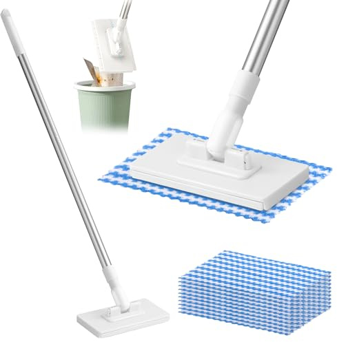 LTFIOON Mocio con Sistema di Bloccaggio a Pressione, Mocio Senza Lavaggio delle mani con 10 Ricambio Panno, Mop Rotante a 360°, Mini Mo-cio con Cambio Automatico per Pulire i Pavimenti, Armadi