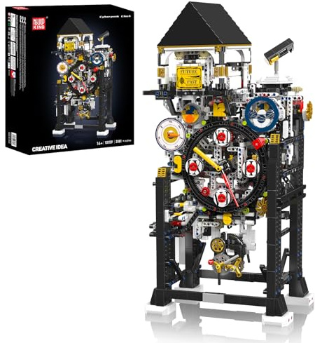Mould King 10159 Cyberpunk Uhr Bausatz Klemmbausteine Set, 3181+ Teiles Elektrische Wecker Modell Bausteine Set, STEM Kreativ Uhr Modell Bausteine Kit für Erwachsene/Jugendliche 14+