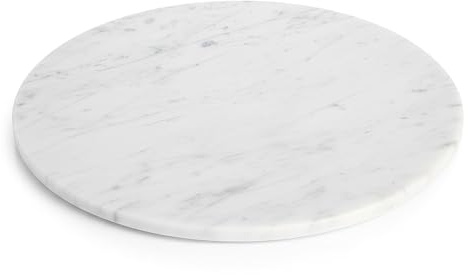 Argon Tableware Marble Serving Board - 33cm - White Natural Stone Charcuterie, Cheese & Tapas Platter with Non-Slip Feet for Home, Café & Restaurant Use