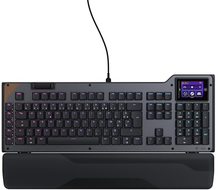 Turtle Beach Command Series KB5 Clavier Gaming mécanique Taille Standard avec écran Tactile 2,4”, Touches Titan discrètes, Interrogation 8K et Capuchons de Touches PBT Double Frappe - (FR AZERTY)