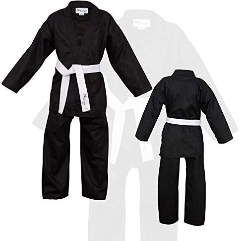 NORMAN Noir pour Enfants Kimono de Karaté Ceinture Blanche Gratuite Enfants Kimono de Karaté - Noir, 140cm