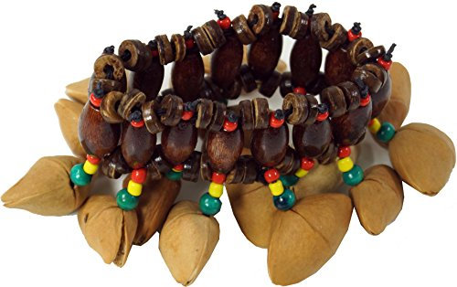 Guru-Shop Hochet Exotique Cha Cha Nut Pour le Poignet - Bracelet de Cheville 2, Marron, Instruments de Musique