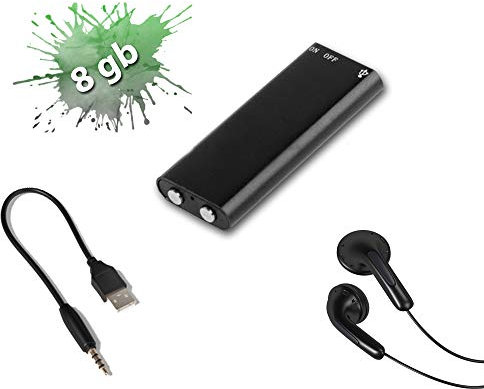 Wiiguda@ Enregistreur Numérique Vocal, enregistreur Rechargeable Portable, Enregistrement activé par la Voix avec Microphone, enregistreur Rechargeable Portable Multifonctionnel (8Go, MP3, USB)