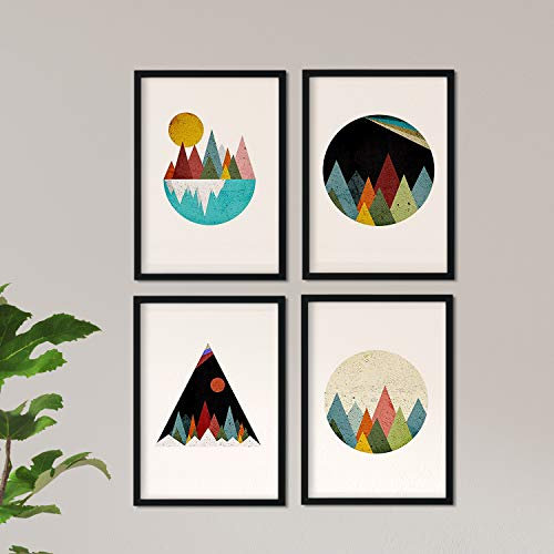 Nacnic Set di 4 Stampe artistiche in Nordico e scandivano Paesaggi. Stampato su Carta da 250 gr. Decorazione Interna. A4 Senza Cornice.