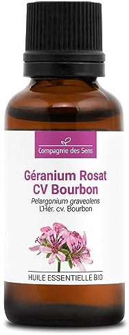 GÉRANIUM ROSAT CV BOURBON BIO - 30mL - Huile Essentielle de Qualité Premium - 100% Pure, Naturelle, garantie ChromaCert® - Chémotypée & Intégrale