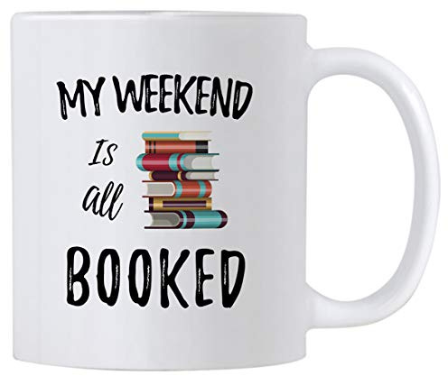 Casitika Reading Coffee Mug. My Weekend is All Booked 11 oz Cup. Gift Idea for Teachers, Librarian or Book Nerd. Funny Library Quote Mugs.