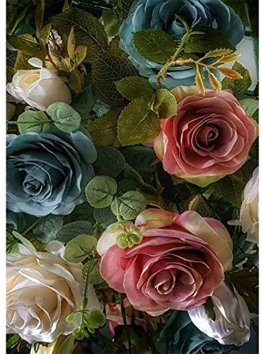 WOWDECOR Diamond Painting Complet, Coloré Rose Fleurs Diamant Painting DIY 5D Mosaïque Peinture Numéro Point De Croix