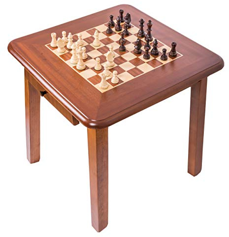 Square - Schachtisch 931 M mit Schublade - Schachfiguren & Schachbrett aus Holz