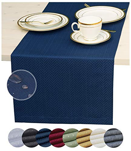 Marineblauer Tischläufer 91.4 cm, wasserdichter Kommode, Schal, Outdoor Kaffeetischläufer, eleganter Esstischläufer für Fiesta, Dinner-Partys, Events, Hochzeiten, Dekoration, Halloween, Weihnachten