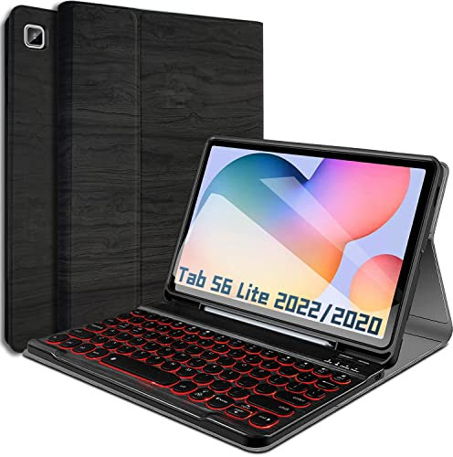 REAL-EAGLE Galaxy Tab S6 Lite 10.4 Backlit Keyboard Case with 7 Colors Backlight Detachable Wireless Keyboard for Samsung Tab S6 Lite (Black)