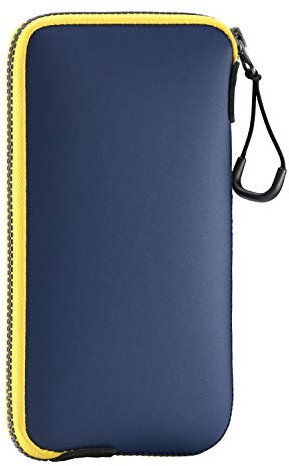OneJoy Handyhülle, Telefon-Geldbörse, Neopren-Handytasche, leichte Schutzhülle für Telefon, schlanke Thermo-Handy-Tragetasche mit Clip-on [ Marine/Gelb ]