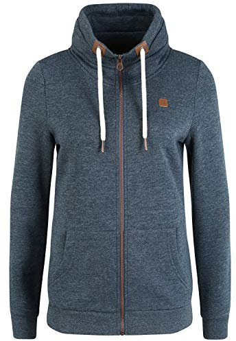 OXMO OXVicky Sweat Zip-Jacke Damen Sweatjacke Sweater Pullover mit Tubekragen Kängurutasche Reißverschluss Regular fit, Größe:S, Farbe:INS BL Mel (7989915)