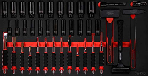 KS Tools 813.0040 Hammer- / Meißel- / und Kraft-Stecknuss-Satz in Schaumstoffeinlage, 40-tlg