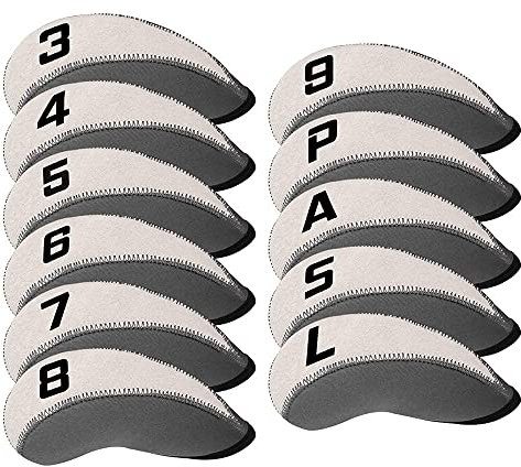 Grau und Weiß 11-teiliges Set Neopren-Handschuh-Überzug-Set mit großer Nr. für alle Marken Callaway, Ping, Taylormade, Cobra usw.
