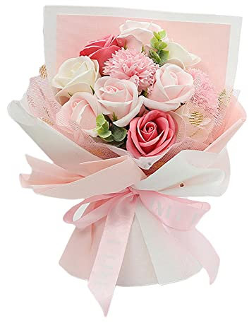 MagiDeal Creative Carnation Rose Soap Flower Bouquet Birthday Valentine's Day Gift Floral Decoration, Pink B
