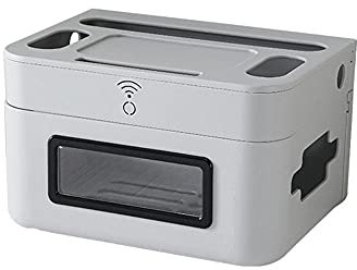Kabelmanagementbox Kabelbox Kabel Organizer Box Haushaltswohnzimmer Wlan-Router-Finishing-Kassettenrahmen-Desktop-Kabel-Netzwerkkabel Wifi-Aufbewahrungsbox-Grauweiß-Router-Box