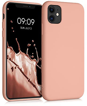 kwmobile Hülle kompatibel mit Apple iPhone 11 Hülle - gummierte TPU Silikon Handyhülle - Schutzhülle für kabelloses Laden - Case in Grapefruit Pink
