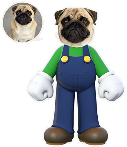 ASSIALL Personalisiertes Gesicht Mini Me Kissen Benutzerdefinierte Gesicht Geformtes Fotokissen 3D Duplex Druck Sofa Auto Poly Baumwolle Dekokissen Wohndeko Plüsch Lustiges Geschenk (Mario)