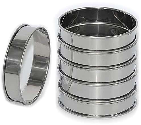 Tbkoly 6 4 Inch Double Rolled English Muffin Rings, Steel Crumpet Rings, Tart Rings, Round
