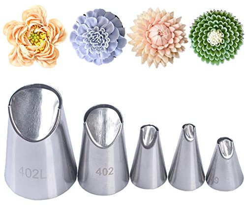 Tabiger Lot de 5 douilles à douille en forme de fleur de chrysanthème - Tulipe - Kit de décoration de gâteaux