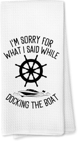 Voatok Gifts for Boat Owners, Boat Anchor Accessories Dish Towels for Women, Lake Accessories, Nautical Hand Towels, I'm Sorry for What I Said While Docking Kitchen Towels