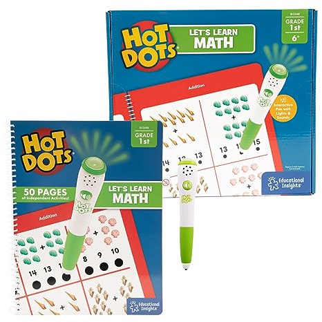 Learning Resources Hot Dots Wir wollen Mathematik Lernen!, Grundschule, Aktivitätsbuch u. interaktiver Stift mit sofortiger Rückmeldung, über 100 Aktivitäten, ab 6 Jahren