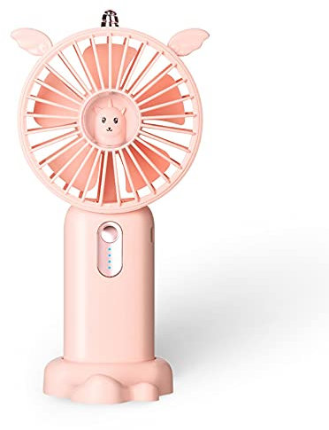 Rawrr Mini Handventilator,Tragbarer Ventilatoren USB mit Wiederaufladbare Batterie,mit Schreibtischbasis,Standfunktion,für Büro Zuhause Reisen(Rosa)