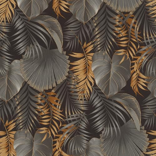 Rasch 462043 Papier Peint intissé foncé avec Motif Jungle, doré, Noir/Or
