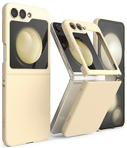 Ringke Slim Case Kompatibel mit Samsung Galaxy Z Flip 5 Hülle, Dünn Hart PC Mattierte Textur Kratzfest Handyhülle für Z Flip 5 5G - Vanille