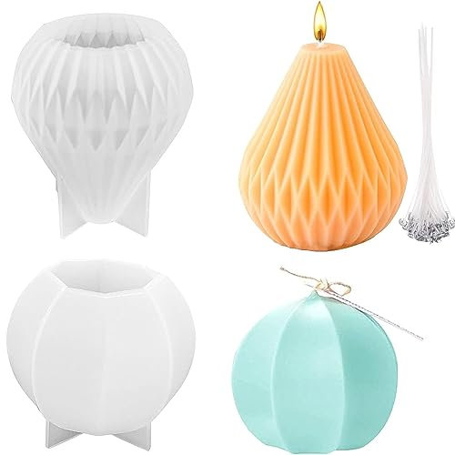2 Stück Kerzenformen zum Gießen, Kerzen Silikonformen, 3D DIY Kerzen Form, Kerzen Selber Machen Formen Selber Machen Silikon Set für Handgefertigte Seife