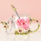 Wisolt Birthday Gift for Women Teacher - Flower Glass Tea Cup for Mum Wife Her Friend - Anniversary Valentine's Christmas Mother's Day Coffee Mug with Spoon and Lid